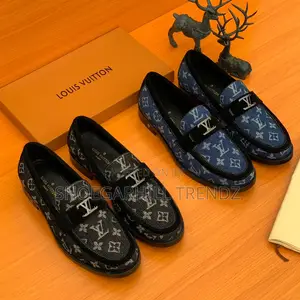 Luxury -Men's Loafer Denim and Suede Shoes in Black and Blue Colour