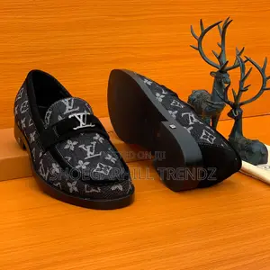 Luxury -Men's Loafer Denim and Suede Shoes in Black and Blue Colour