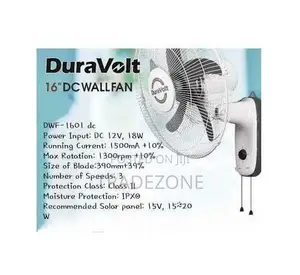 Duravolt 16 Inch AC/DC Wall Fan DWF-1601