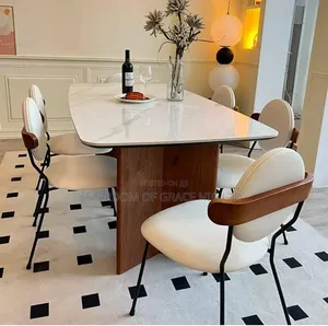 Luxury Marble Dinning With Six Quality Chairs
