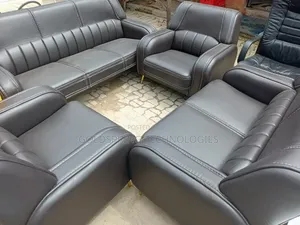 Foreign Black Leather Sofa