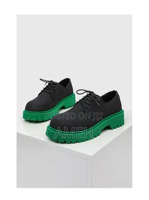 Brand New Black Platform Shoes With Green Sole