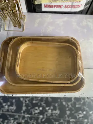 Brown Wooden Tray Set