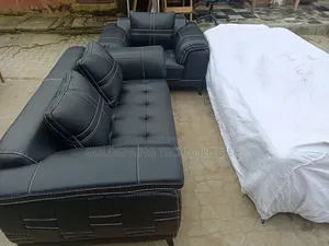 Imported Black Leather Sofa
