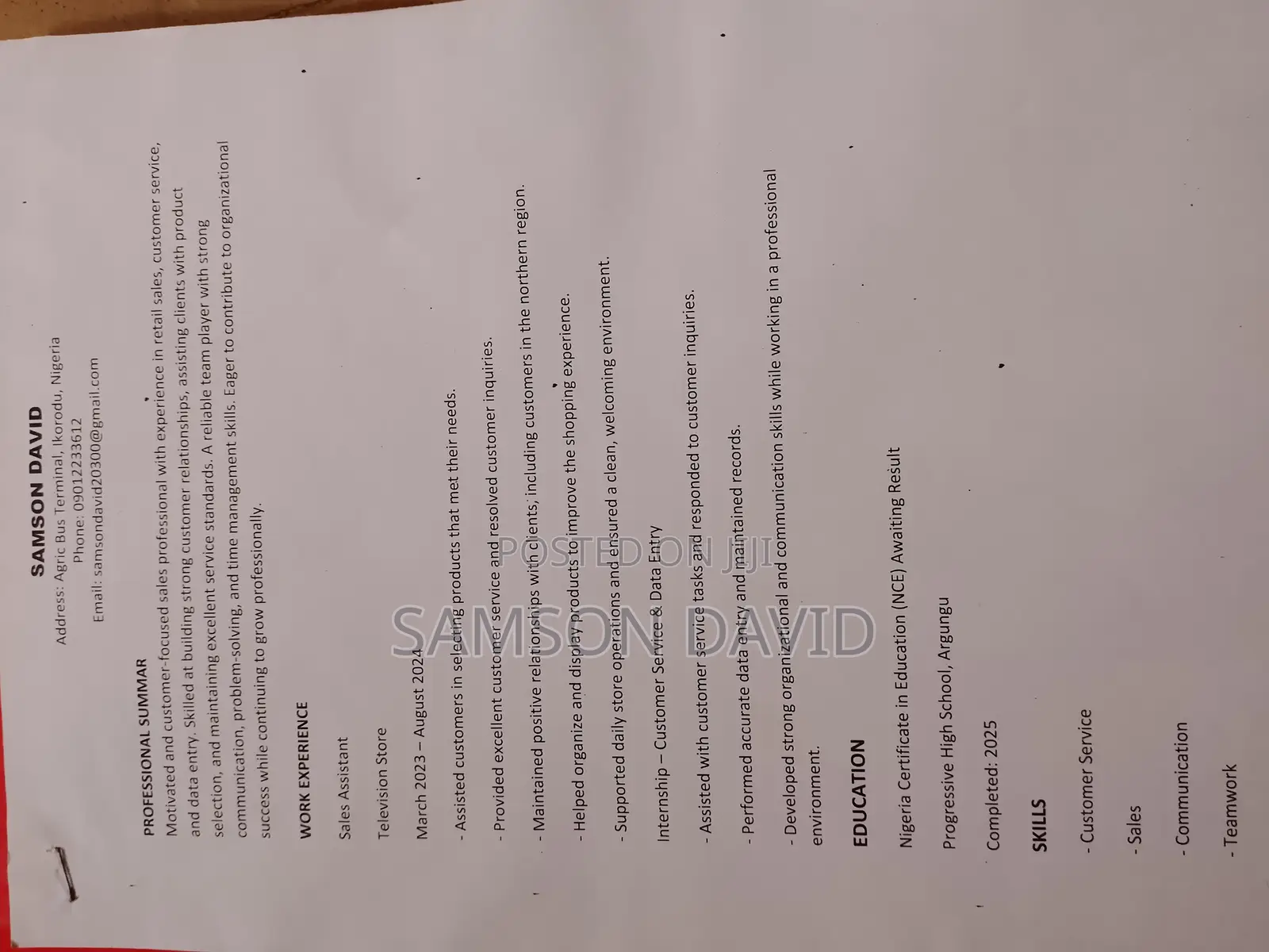 Manufacturing CV