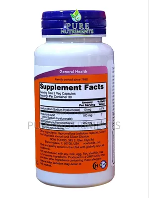 NOW Hyaluronic Acid 50mg 60 Veg Capsules_ Joint and Skin Support