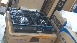 New Polystar Black Glass Kitchen Hob – 4 Gas Burners