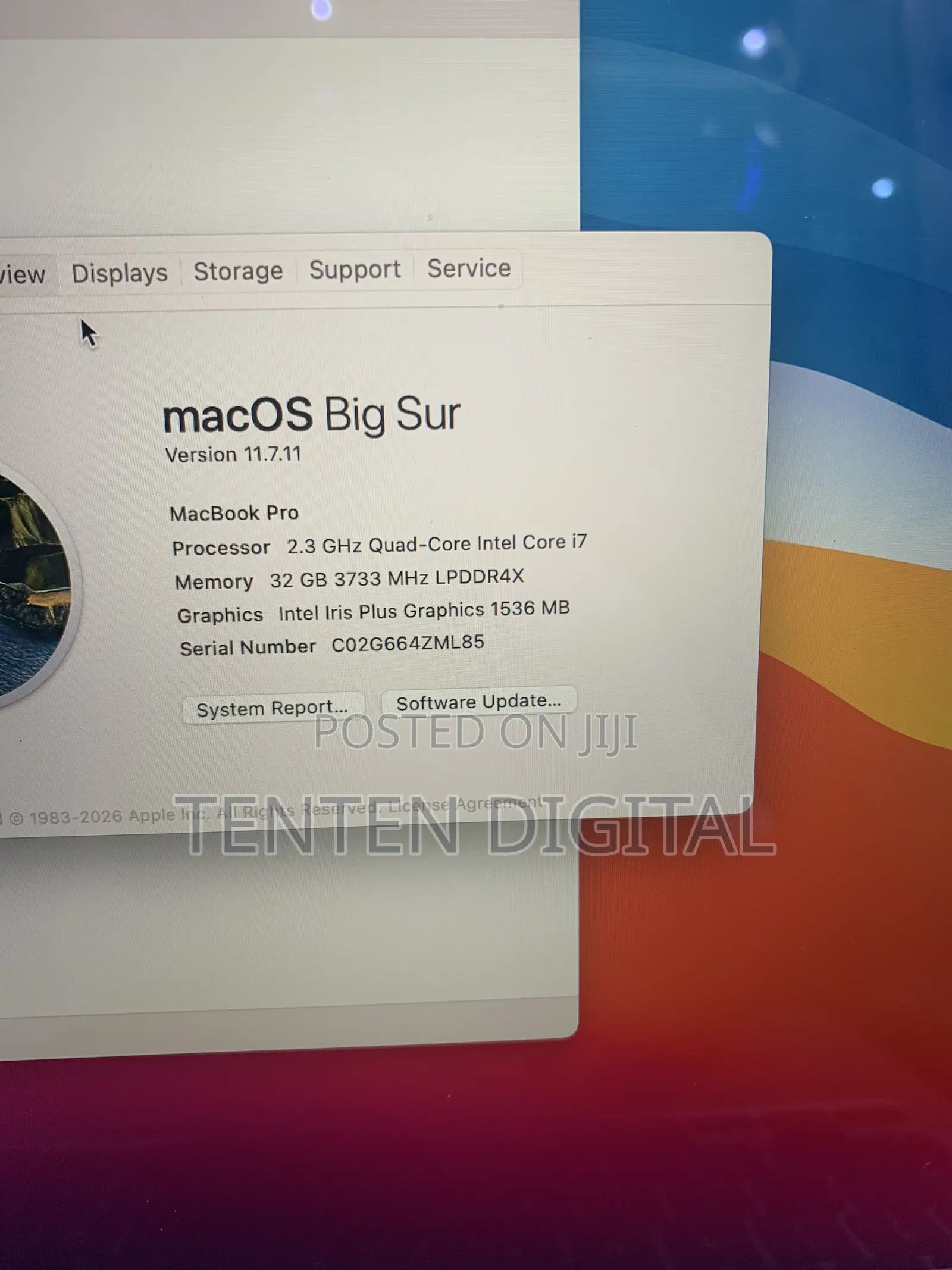 Laptop Apple MacBook Pro 2020 32GB Intel Core i7 SSD 512GB