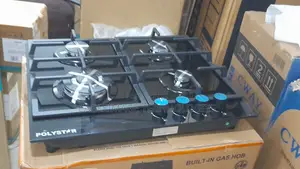 Original Polystar 4 Burner Gas Hob With Black Glass Surface