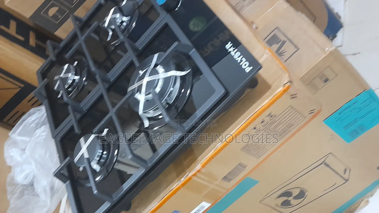 Original Polystar 4 Burner Gas Hob With Black Glass Surface