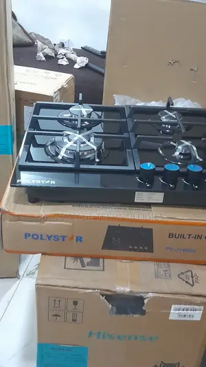 Polystar Black Glass Inbuilt Gas Hob With Four Burners