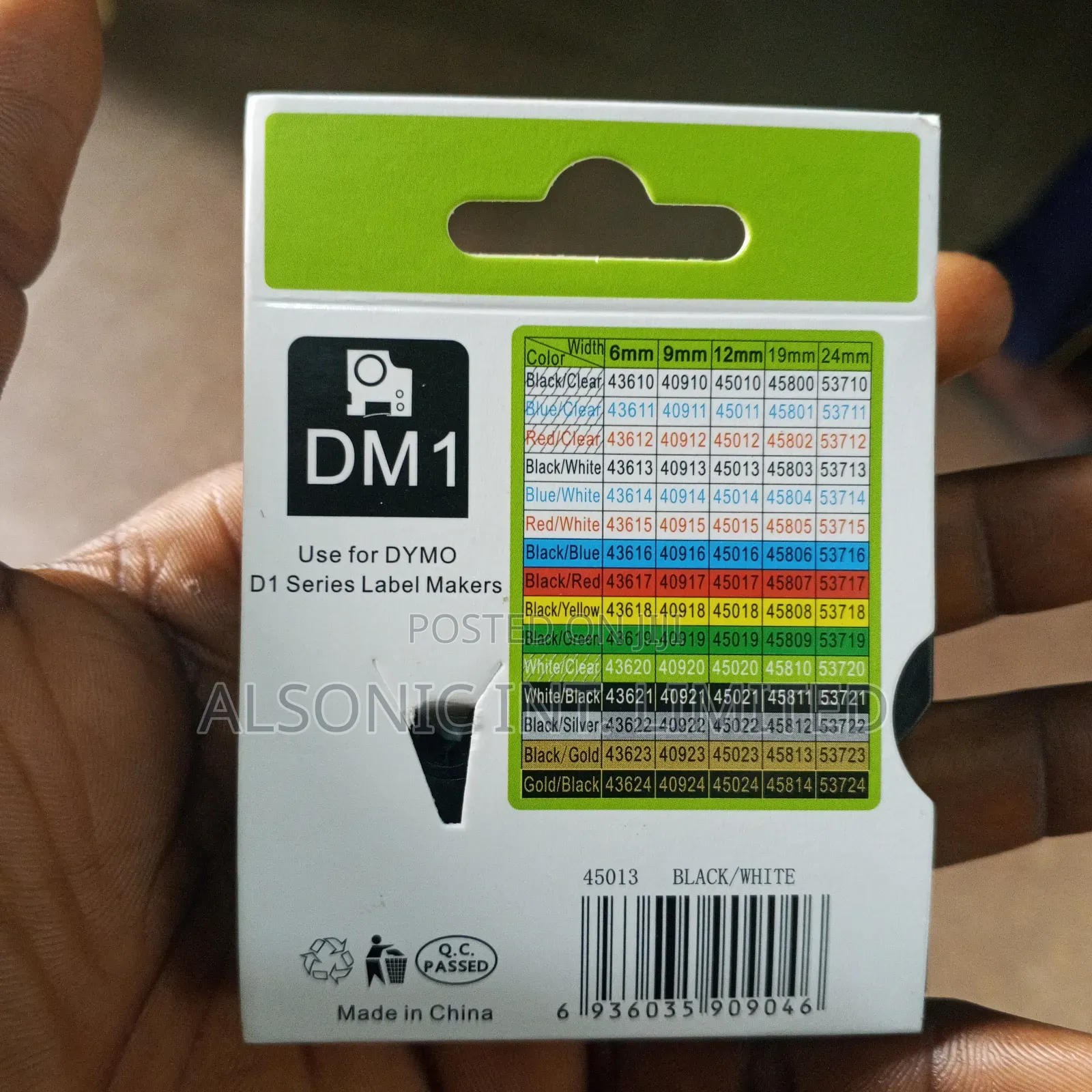 12mm Black and White Dymo Tape
