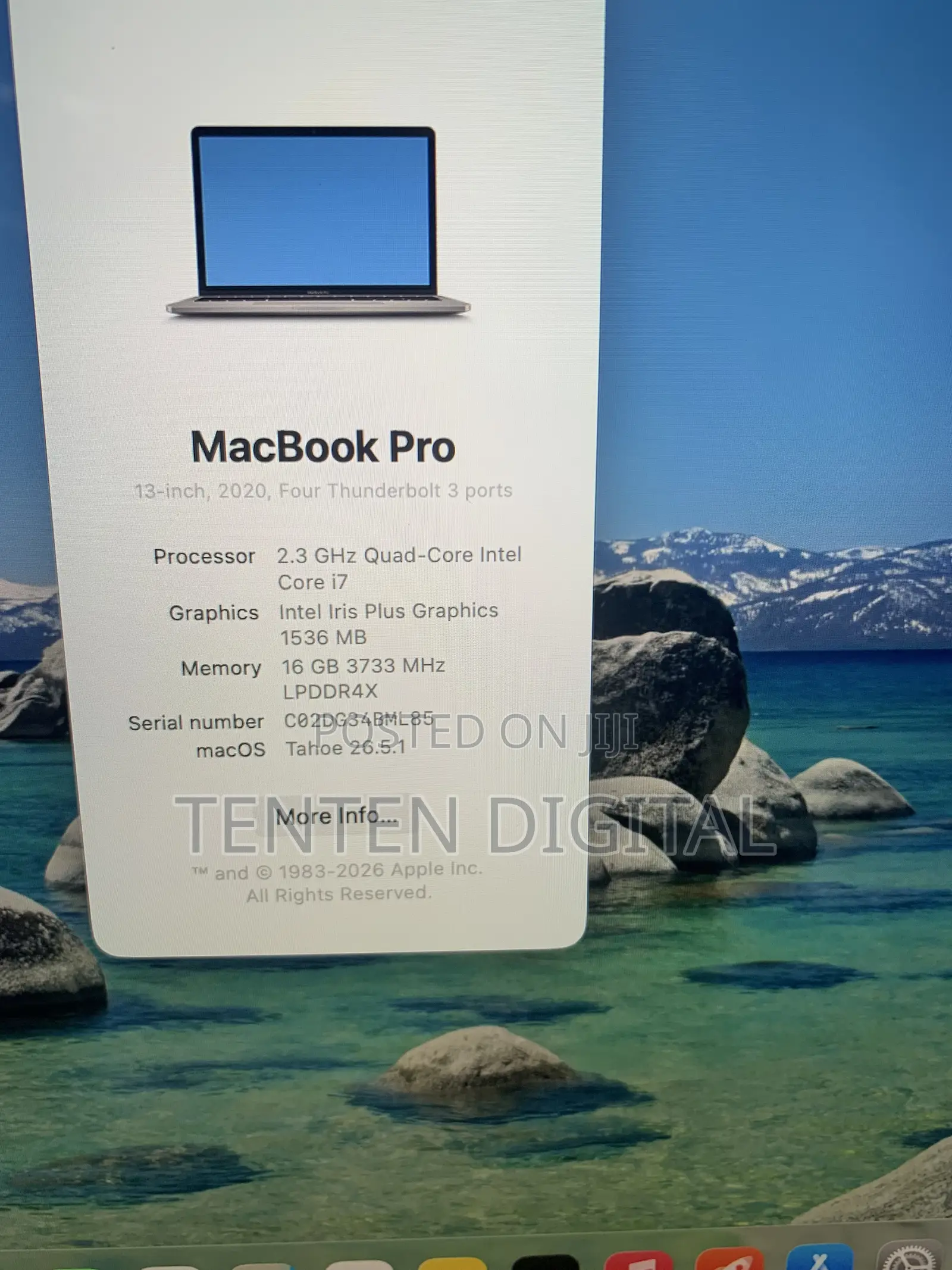 Laptop Apple MacBook Pro 2020 16GB Intel Core i7 SSD 512GB