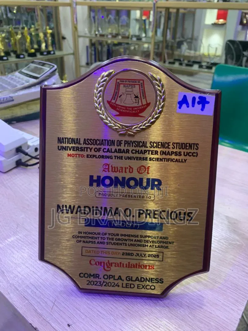 Award Plague Certificate