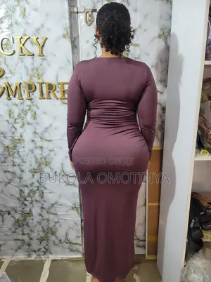 Plum Mauve Ruched Bodycon Maxi Dress - Size 12/14 - Fully Lined