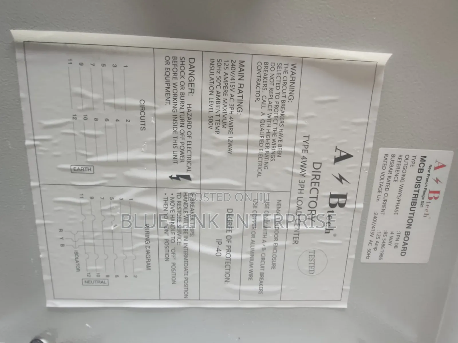 4-Way 3-Phase 125A Distribution Board