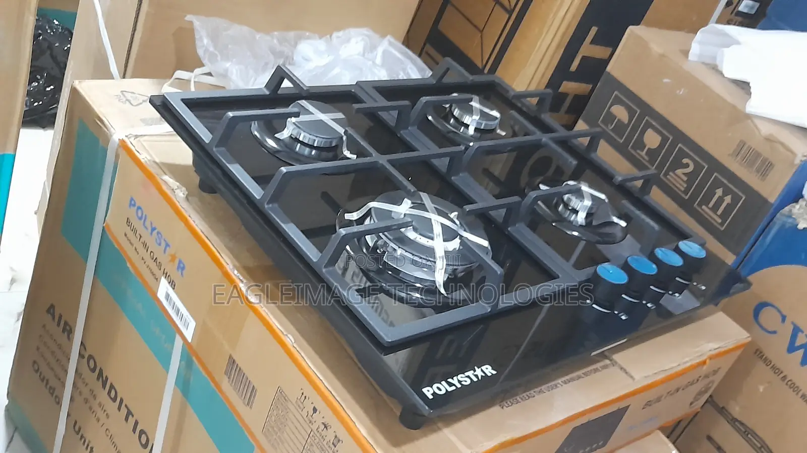Polystar Glass Top Gas Hob With Four Burner Configuration