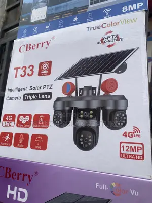 T33 Solar Triple Lens Camera, PTZ Rotating, 12mp
