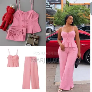Zara Bow Striped Top and Pant Set