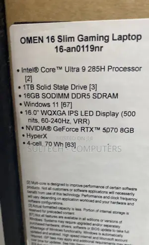 New Laptop HP Omen Slim 16GB Intel Core Ultra 9 SSD 1T