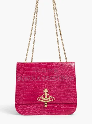 Fuchsia Pink Croc Chain Shoulder Bag - Bold Classy