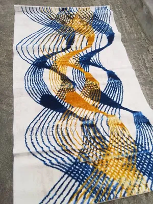 7x10fts Cream,gold and Blue Quality Turkish Center Rug