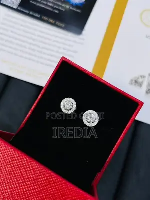 Cubic Zirconia (CZ) Stud Earrings — Rectangular/Halo Design.