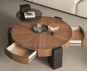 Luxury Modern Round Coffee Table With Hidden Storage