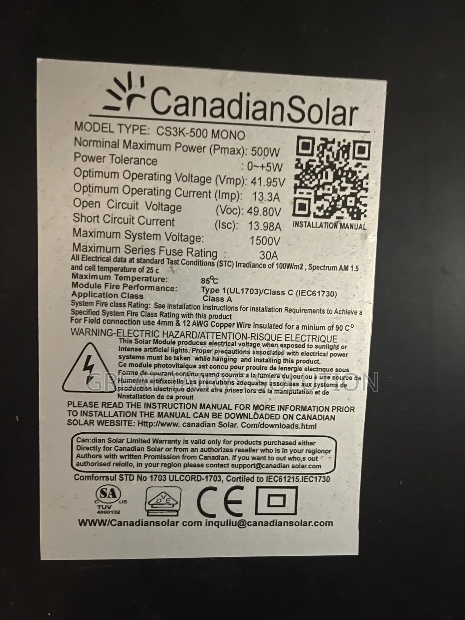 Solar Generator (Colasolar Generator + Canadian Solar Panel )