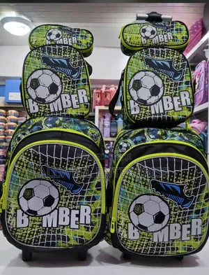 Boys Trolley School Bags With Lunch Bag – Football Space Designs