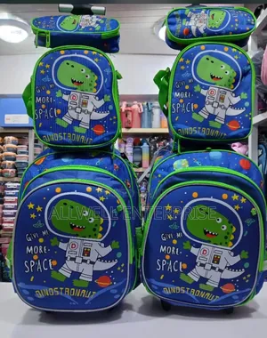 Boys Trolley School Bags With Lunch Bag – Football Space Designs