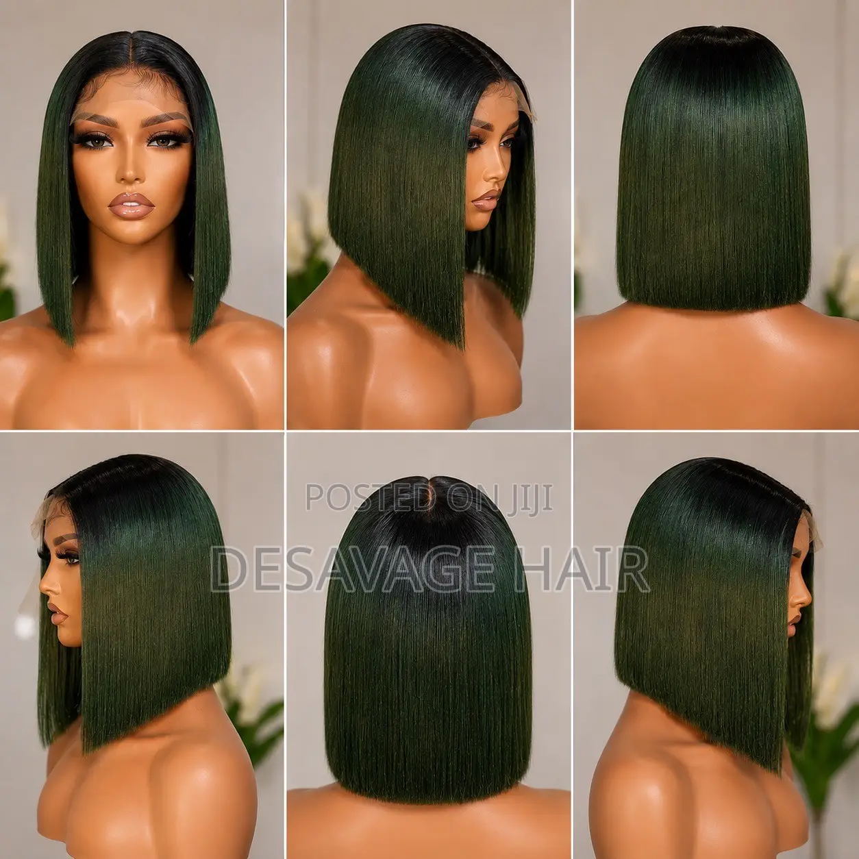 Emerald Green Sleek 2*6 DD Bob Wig