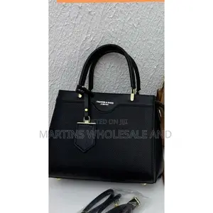 Aibeini Fashion Bags Textured Black PU Leather Top-Handle Satchel