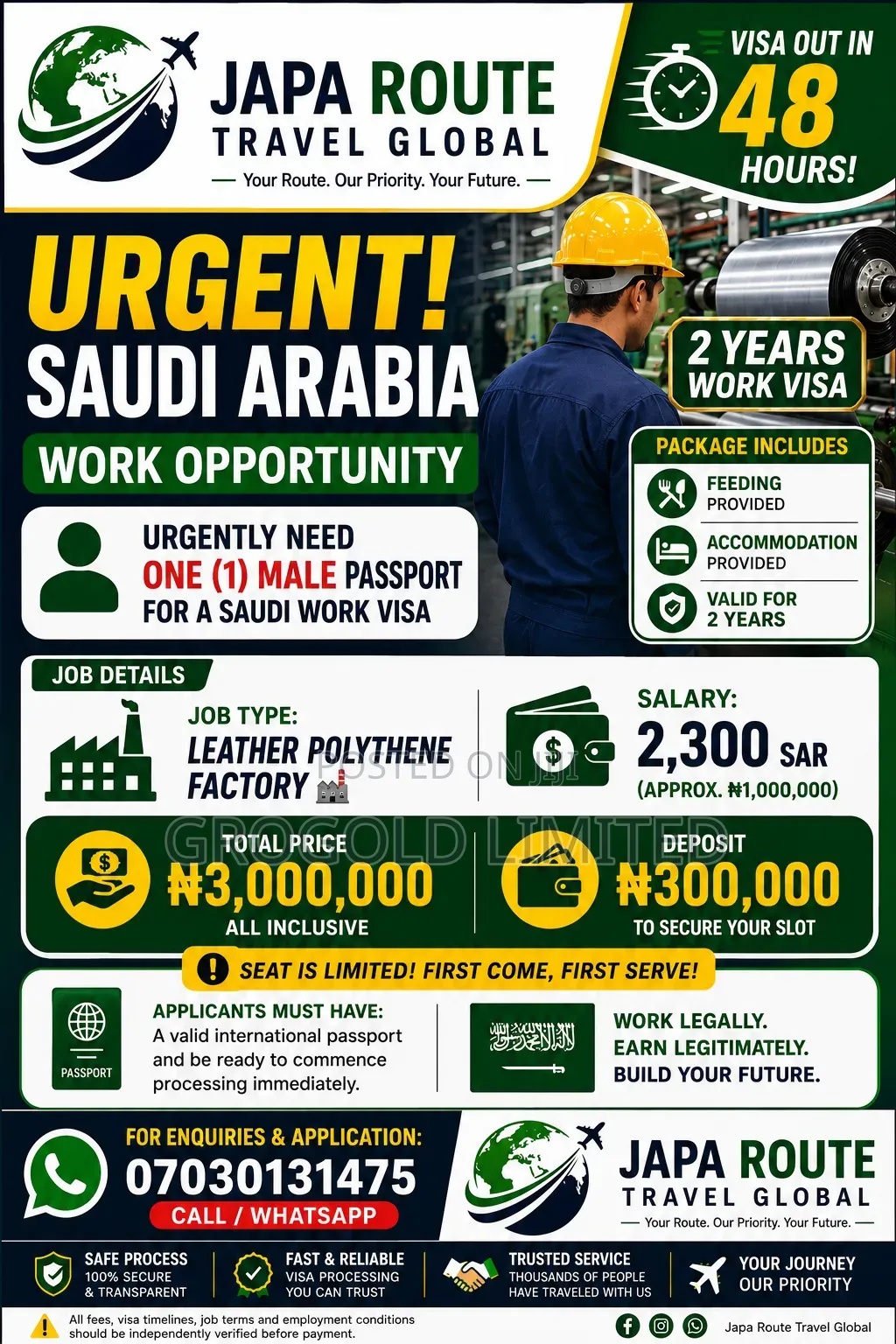 Saudi Arabia 2 Year Work Permit