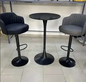 Modern Black and Grey Swivel Bar Set