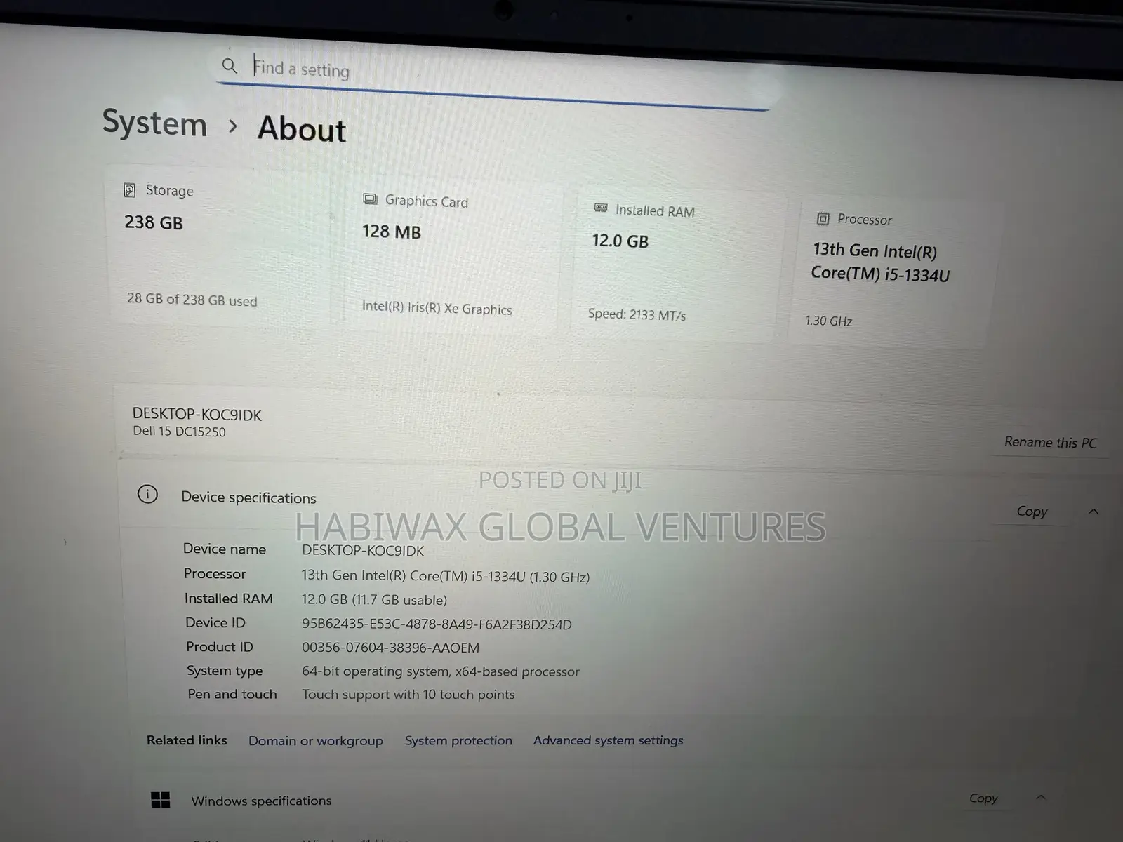 Laptop Dell 12GB Intel Core i5 SSD 256GB