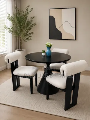 Luxury 3-Seater Minimalist Round Dining Set – Premium Modern Design