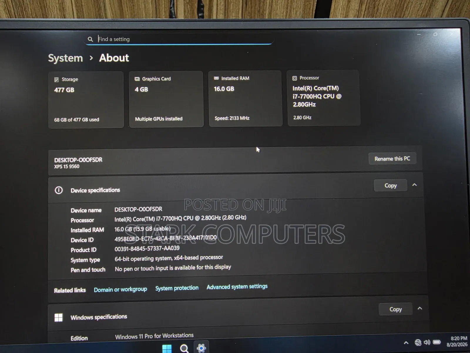 Laptop Dell XPS 15 (9560) 16GB Intel Core i7 SSD 512GB