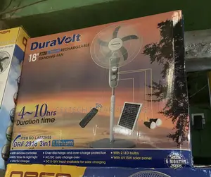 Duravolt 18 Inches Solar/Electric Rechargeable Fan, 3 in 1
