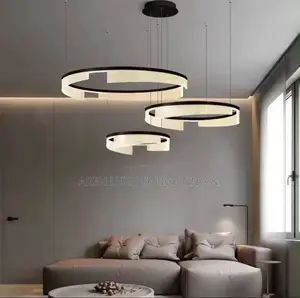 Living Room Black Round Led Chandelier Modern Round Acrylic Chandelier