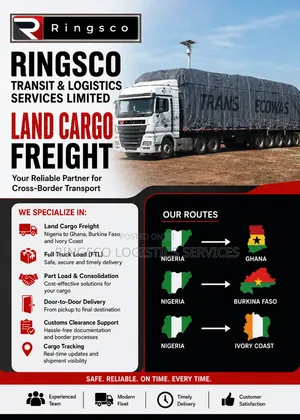 Send Cargo From Nigeria 🇳🇬 to Ghana 🇬🇭 by Land Trucking Transport