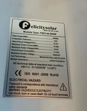 Felicity Solar 585w Solar Panel's (Muddle) Quality Product of Felicity