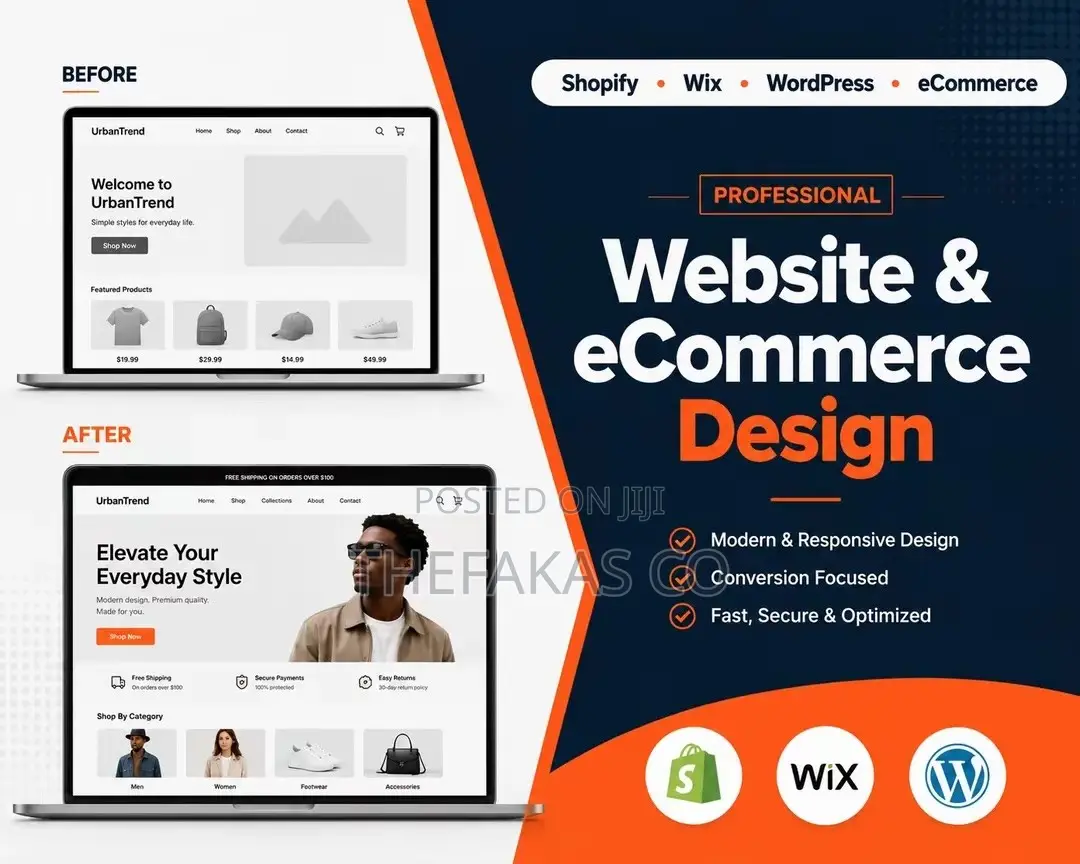 Website eCommerce Design (Shopify, WordPress, Wix) Fast and Secure