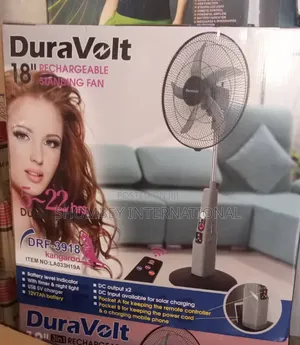 Duravolt 18" Rechargeable Standing Solar Fan