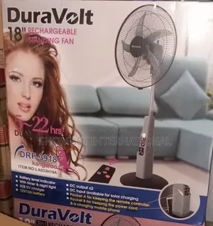 Duravolt 18" Rechargeable Standing Solar Fan
