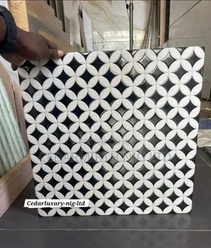 Black White Diamond Pattern Flower Pattern in 44x44 .