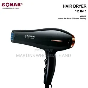 Sonar 12-in-1 Professional Hair Dryer (Model SN-1269) Features a 4000W