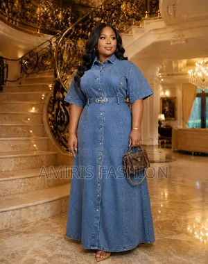 Beautiful Jeans Button Down Long Gown