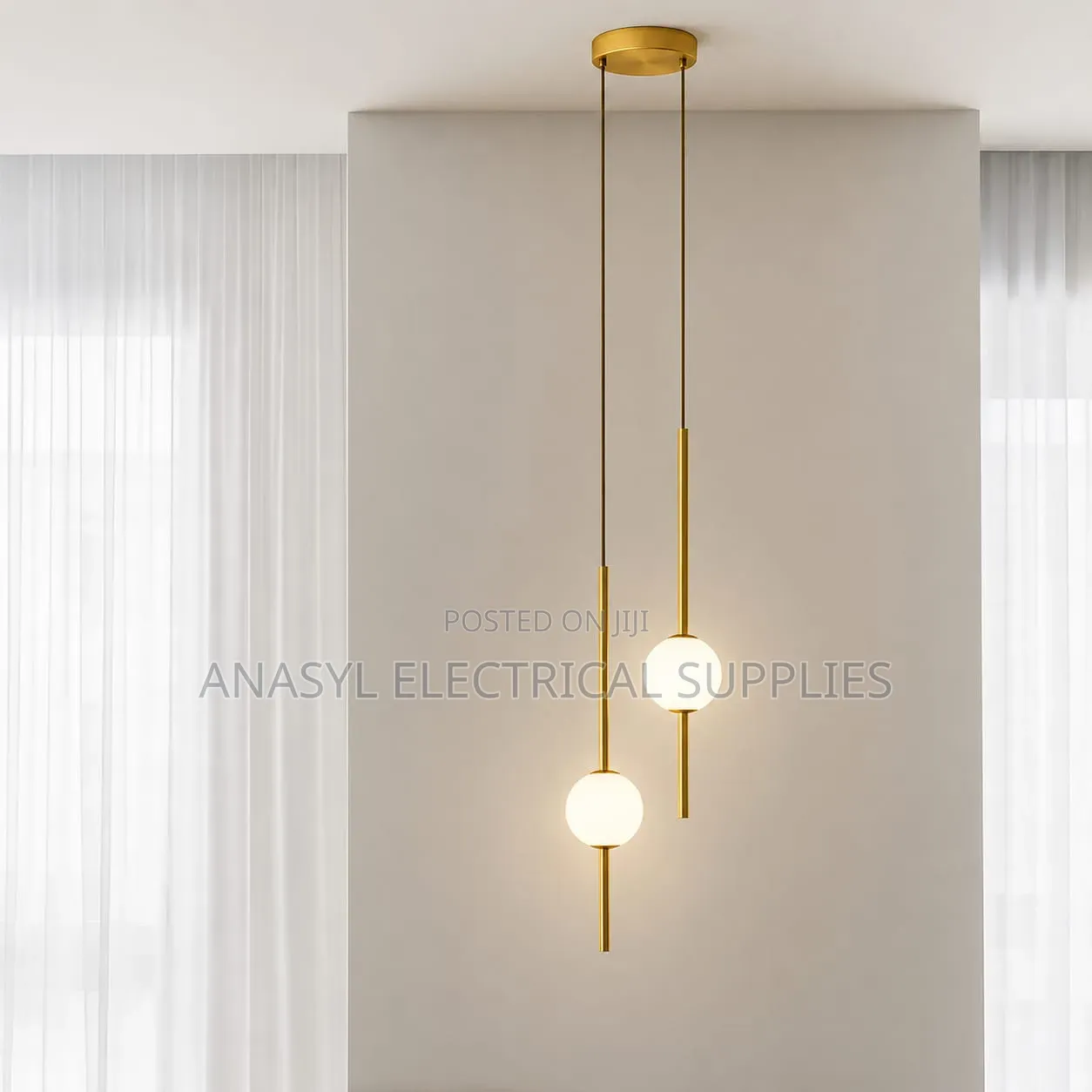 A Modern Nordic-Style 2-Head Acrylic Globe LED Pendant Light