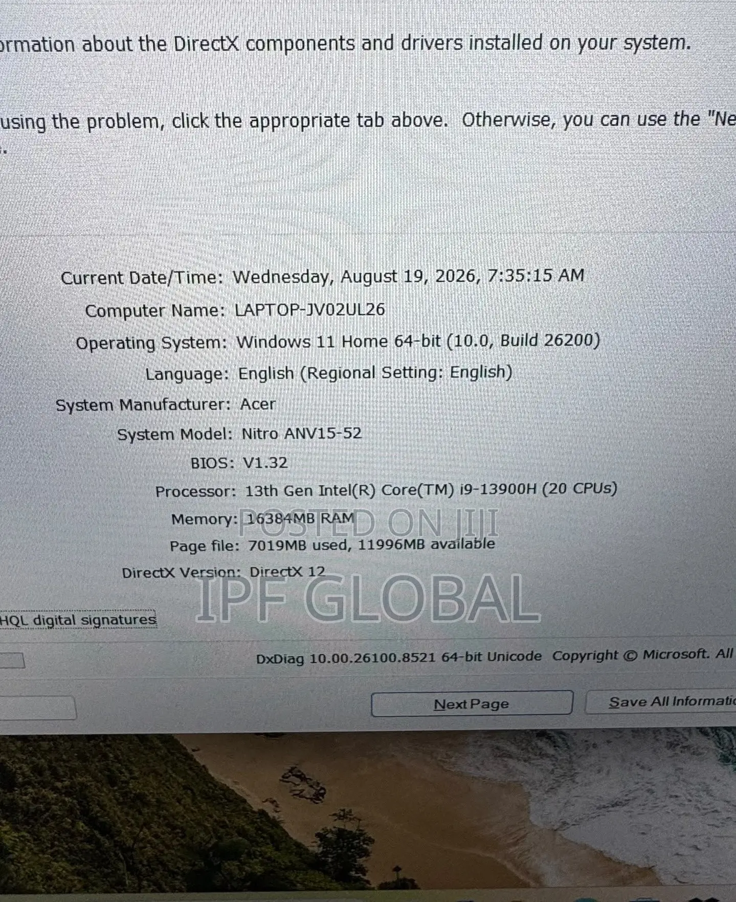 Laptop Acer 16GB Intel Core i9 SSD 1T